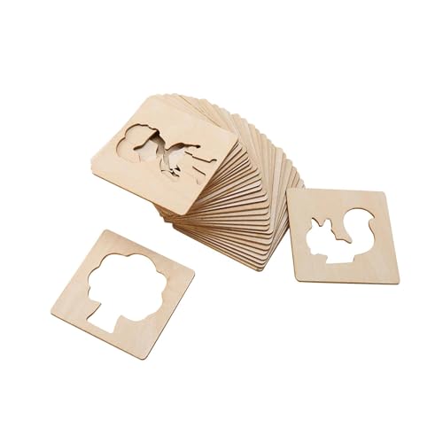 Zeichenschablonen für Kinder, Malschablonen, pädagogische Montessori-Holzmalvorlagen für Klassenzimmer, Malerei, Zeichnen, Spray, 48 Stück von getuse