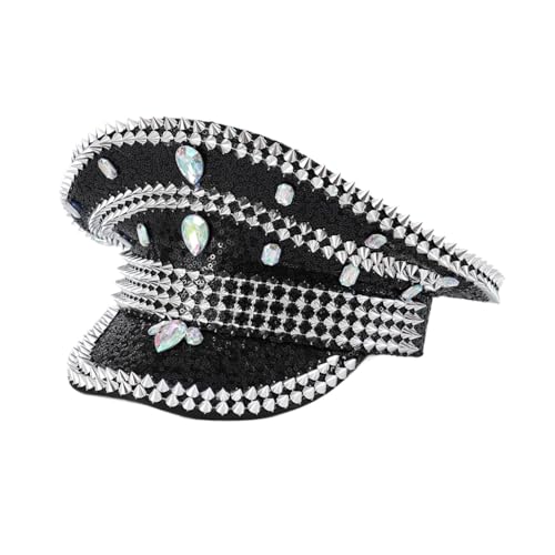 getuse Musik Festival Hut Steampunk Strass Flat Top Kopfbedeckung für Karneval Cosplay Party von getuse