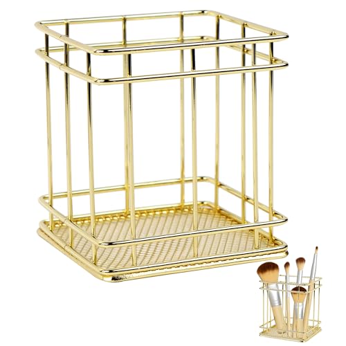 gexuamz Make-up-Bürstenhalter Kosmetik Organizer Moderner Desktop Werkzeugbehälter Gold von gexuamz