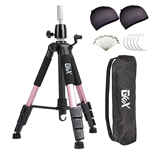 GEXWORLDWIDE GEX Schaufensterpuppenständer, 139,7 cm, Stativständer, Leinwand, Block, Trainingspuppe, Puppenkopf, Perückenständer für Kosmetologie, Friseur (Roségold) von gexworldwide