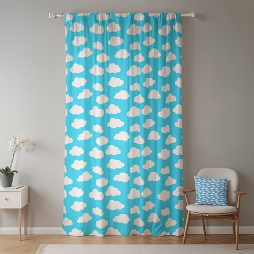 ggaimwf 107x160cm Cartoon-Wolken Kindervorhang für Kinderzimmer Niedlich Weiße Wolke Blauer Himmel Lichtfilterung Raumteiler Fenstervorhänge für Jungen Mädchen Spielzimmer Wohnzimmer,1-Einzelpaneel ggaimwf 107x160cm Cartoon-Wolken Kindervorhang für Kinderzimmer Niedlich Weiße Wolke Blauer Himmel Lichtfilterung Raumteiler Fenstervorhänge für Jungen Mädchen Spielzimmer Wohnzimmer,1-Einzelpaneel von ggaimwf