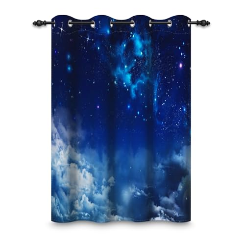 ggaimwf 107x160cm Galaxy-Ösenvorhang für Kinderzimmer Weltraum Nebel Sternenhimmel Wolke Raumteiler Verdunkelungsvorhänge Fenstervorhänge für Jungen Mädchen Wohnzimmer,1-Einzelpaneel von ggaimwf