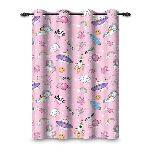 ggaimwf 107x160cm Ösenvorhang für Mädchen Schlafzimmer Rosa Cartoon Weltraum Wolke UFO Raketen Pferd Prinzessin Verdunkelungsvorhänge Fenstervorhänge für Kinderzimmer Wohnzimmer,1-Einzelpaneel ggaimwf 107x160cm Ösenvorhang für Mädchen Schlafzimmer Rosa Cartoon Weltraum Wolke UFO Raketen Pferd Prinzessin Verdunkelungsvorhänge Fenstervorhänge für Kinderzimmer Wohnzimmer,1-Einzelpaneel von ggaimwf