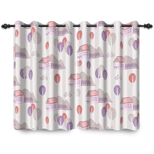 ggaimwf 107x215cm Cartoon-Haus Ösenvorhang für Kinderzimmer Rosa Hütte Bäume Berg Rustikal Thermo Raumteiler Verdunkelungsvorhänge Fenstervorhänge für Jungen Mädchen Wohnzimmer,2 Panel ggaimwf 107x215cm Cartoon-Haus Ösenvorhang für Kinderzimmer Rosa Hütte Bäume Berg Rustikal Thermo Raumteiler Verdunkelungsvorhänge Fenstervorhänge für Jungen Mädchen Wohnzimmer,2 Panel von ggaimwf