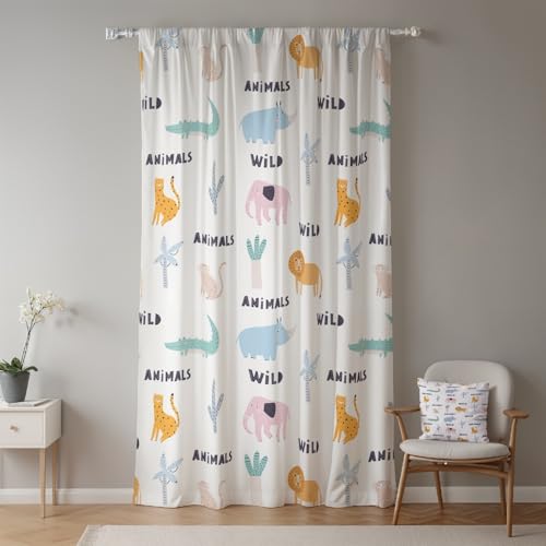 ggaimwf 107x215cm Cartoon-Safari KinderzimmervorhangNiedlich Wildtiere AFFE Löwe Nashorn Lichtfilterung Raumteiler Fenstervorhänge für Jungen Mädchen Spielzimmer Wohnzimmer,1-Einzelpaneel ggaimwf 107x215cm Cartoon-Safari KinderzimmervorhangNiedlich Wildtiere AFFE Löwe Nashorn Lichtfilterung Raumteiler Fenstervorhänge für Jungen Mädchen Spielzimmer Wohnzimmer,1-Einzelpaneel von ggaimwf