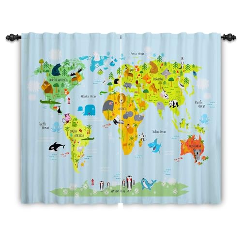 ggaimwf 107x215cm Karte Leinenoptik Vorhang Cartoon Grün Weltkarte Niedliche Tiere Maritimes Lichtfilterung Raumteiler Fenstervorhänge für Mädchen Jungen Kinderzimmer Schlafzimmer Wohnzimmer,2 paneel ggaimwf 107x215cm Karte Leinenoptik Vorhang Cartoon Grün Weltkarte Niedliche Tiere Maritimes Lichtfilterung Raumteiler Fenstervorhänge für Mädchen Jungen Kinderzimmer Schlafzimmer Wohnzimmer,2 paneel von ggaimwf