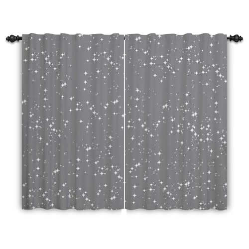 ggaimwf 107x215cm Vorhang mit Stangendurchzug für Kinderzimmer Silberner glänzender Stern Grauer Himmel Lichtfilterung Raumteiler Sichtschutz Fenstervorhänge für Spielzimmer Wohnzimmer,2 paneel ggaimwf 107x215cm Vorhang mit Stangendurchzug für Kinderzimmer Silberner glänzender Stern Grauer Himmel Lichtfilterung Raumteiler Sichtschutz Fenstervorhänge für Spielzimmer Wohnzimmer,2 paneel von ggaimwf