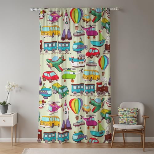 ggaimwf 117x183cm Cartoon-Auto Vorhang für Kinderzimmer Oldtimer Auto Bus Flugzeug Zug Heißluftballon Lichtfilterung Raumteiler Fenstervorhänge für Jungen Mädchen Spielzimmer Wohnzimmer,1-Einzelpaneel ggaimwf 117x183cm Cartoon-Auto Vorhang für Kinderzimmer Oldtimer Auto Bus Flugzeug Zug Heißluftballon Lichtfilterung Raumteiler Fenstervorhänge für Jungen Mädchen Spielzimmer Wohnzimmer,1-Einzelpaneel von ggaimwf