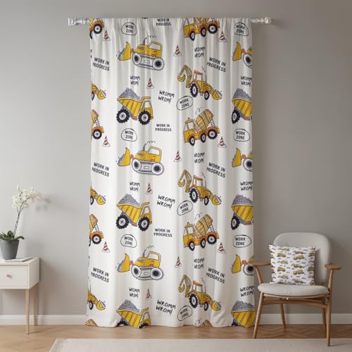 ggaimwf 117x183cm Cartoon Bauschild Vorhang für Kinderzimmer Gelb Baggerwagen LKW Lichtfilterung Raumteiler Fenstervorhänge für Jungen Mädchen Spielzimmer Wohnzimmer,1-Einzelpaneel ggaimwf 117x183cm Cartoon Bauschild Vorhang für Kinderzimmer Gelb Baggerwagen LKW Lichtfilterung Raumteiler Fenstervorhänge für Jungen Mädchen Spielzimmer Wohnzimmer,1-Einzelpaneel von ggaimwf