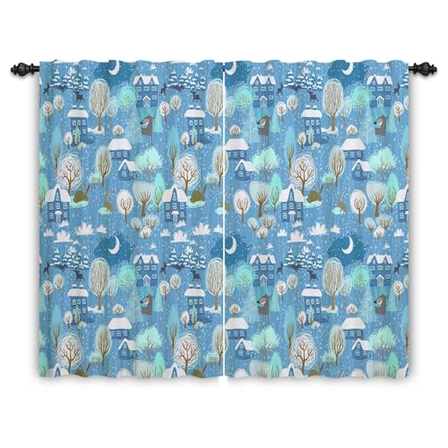 ggaimwf 117x229cm Cartoon-Haus Leinenoptik Vorhang für Kinderzimmer Blau Hütte Bäume Mond Niedlich Rustikal Lichtfilterung Raumteiler Fenstervorhänge für Jungen Mädchen Wohnzimmer,2 paneel ggaimwf 117x229cm Cartoon-Haus Leinenoptik Vorhang für Kinderzimmer Blau Hütte Bäume Mond Niedlich Rustikal Lichtfilterung Raumteiler Fenstervorhänge für Jungen Mädchen Wohnzimmer,2 paneel von ggaimwf