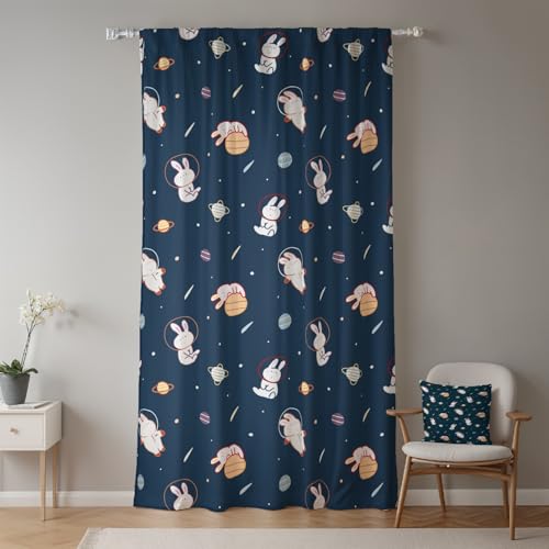 ggaimwf 117x229cm Cartoon-Tier Kindervorhang für Kinderzimmer Niedliches Kaninchen Astronaut Weltraumplaneten Lichtfilterung Fenstervorhänge in Leinenoptik für Spielzimmer Wohnzimmer,1-Einzelpaneel ggaimwf 117x229cm Cartoon-Tier Kindervorhang für Kinderzimmer Niedliches Kaninchen Astronaut Weltraumplaneten Lichtfilterung Fenstervorhänge in Leinenoptik für Spielzimmer Wohnzimmer,1-Einzelpaneel von ggaimwf