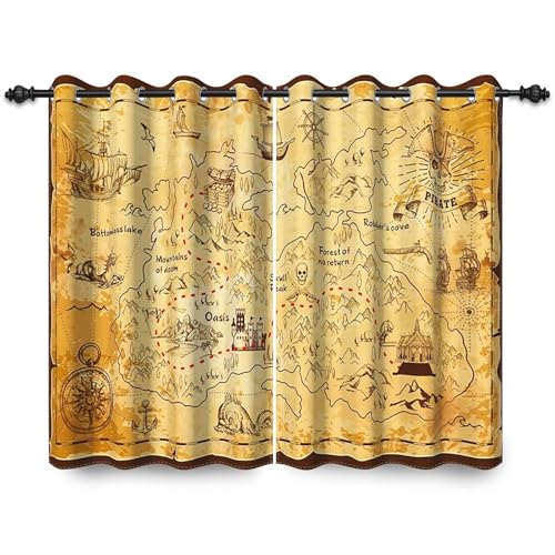 ggaimwf 132x214cm Karte Ösenvorhang Antiquität Piratenschatzkarte Cartoon-Gemälde Abenteuer Maritimes Thema Thermo Raumteiler Verdunkelungsvorhänge Fenstervorhänge für Schlafzimmer Wohnzimmer,2 Panel ggaimwf 132x214cm Karte Ösenvorhang Antiquität Piratenschatzkarte Cartoon-Gemälde Abenteuer Maritimes Thema Thermo Raumteiler Verdunkelungsvorhänge Fenstervorhänge für Schlafzimmer Wohnzimmer,2 Panel von ggaimwf