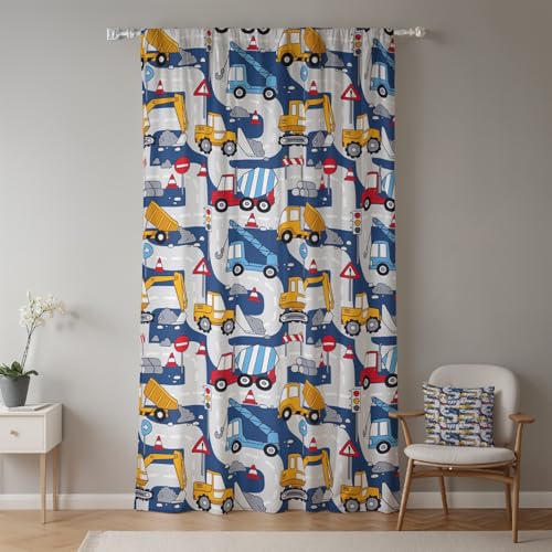ggaimwf 135x229cm Cartoon Bauschild Vorhang für Kinderzimmer Bagger-LKW Transport Straße Lichtfilterung Raumteiler Fenstervorhänge für Jungen Mädchen Spielzimmer Wohnzimmer,1-Einzelpaneel ggaimwf 135x229cm Cartoon Bauschild Vorhang für Kinderzimmer Bagger-LKW Transport Straße Lichtfilterung Raumteiler Fenstervorhänge für Jungen Mädchen Spielzimmer Wohnzimmer,1-Einzelpaneel von ggaimwf