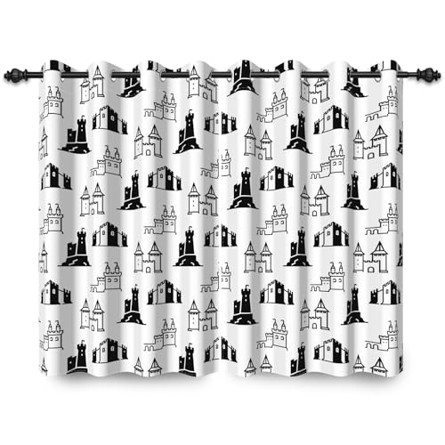 ggaimwf 135x229cm Cartoon-Haus Ösenvorhang für Kinderzimmer Schwarz Weiß Vintage Schloss Thermo Raumteiler Verdunkelungsvorhänge Fenstervorhänge für Jungen Mädchen Wohnzimmer,2 Panel ggaimwf 135x229cm Cartoon-Haus Ösenvorhang für Kinderzimmer Schwarz Weiß Vintage Schloss Thermo Raumteiler Verdunkelungsvorhänge Fenstervorhänge für Jungen Mädchen Wohnzimmer,2 Panel von ggaimwf