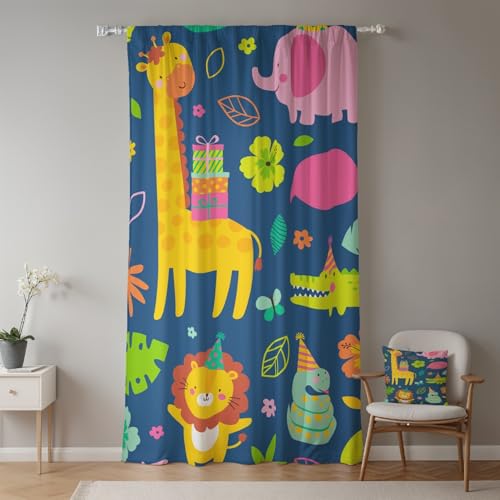 ggaimwf 135x229cm Cartoon-Safari KinderzimmervorhangBunt Wildtiere Süß Löwe Giraffe Geschenk Lichtfilterung Raumteiler Fenstervorhänge für Jungen Mädchen Spielzimmer Wohnzimmer,1-Einzelpaneel ggaimwf 135x229cm Cartoon-Safari KinderzimmervorhangBunt Wildtiere Süß Löwe Giraffe Geschenk Lichtfilterung Raumteiler Fenstervorhänge für Jungen Mädchen Spielzimmer Wohnzimmer,1-Einzelpaneel von ggaimwf