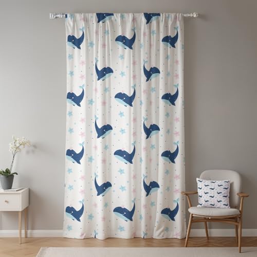 ggaimwf 135x229cm Cartoon-Tier Kindervorhang für Kinderzimmer Süßer Wal Blau-Rosa Sterne Druck Lichtfilterung Fenstervorhänge in Leinenoptik für Jungen Mädchen Spielzimmer Wohnzimmer,1-Einzelpaneel ggaimwf 135x229cm Cartoon-Tier Kindervorhang für Kinderzimmer Süßer Wal Blau-Rosa Sterne Druck Lichtfilterung Fenstervorhänge in Leinenoptik für Jungen Mädchen Spielzimmer Wohnzimmer,1-Einzelpaneel von ggaimwf