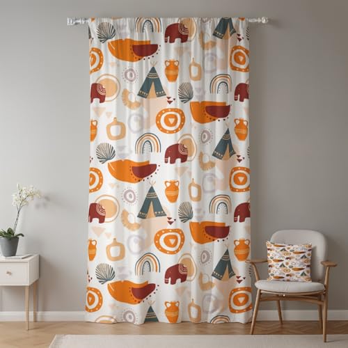 ggaimwf Boho-Kinderzimmervorhänge Tierelefant Regenbogen Moderner Hippie Bleistiftfalte Gemusterte Vorhänge Raumteiler Babyvorhänge für Kinderzimmer Schulen Schlafzimmer 1 Stück 135x175cm von ggaimwf