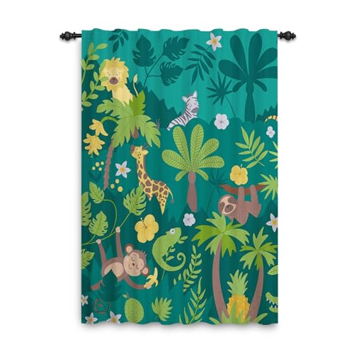 ggaimwf Dschungel-Safari-Vorhänge mit Bleistiftfalten Tiere Wald Tropisch Bunter Cartoon-Zoo Fenstervorhang für Kinderzimmer Spielzimmer Türvorhang innen Schlaufe hinten 107x160 cm 1 Stück ggaimwf Dschungel-Safari-Vorhänge mit Bleistiftfalten Tiere Wald Tropisch Bunter Cartoon-Zoo Fenstervorhang für Kinderzimmer Spielzimmer Türvorhang innen Schlaufe hinten 107x160 cm 1 Stück von ggaimwf