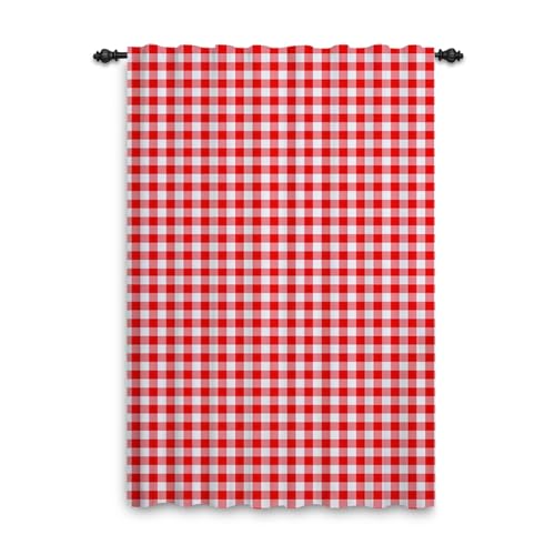 ggaimwf Karierte Vorhänge Rot und Weiß Gingham Vorhänge für Wohnzimmer Bauernhaus Klassisch Vorhänge Fensterbehandlungen Schlafzimmer Kinderzimmer Innen Tür Rückenschlaufe Vorhang 107x160cm 1 Panel von ggaimwf