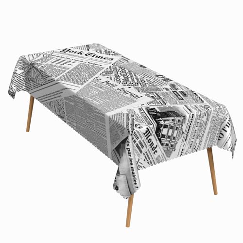 ggaimwf Rechteckige Vintage-Tischdecke, Tagebuch, Nachrichtenartikel, Schmetterlinge, waschbar, Tischdecke für Esszimmer, Zuhause, Bauernhaus, Café, Dekoration, 152,4 x 250,9 cm von ggaimwf