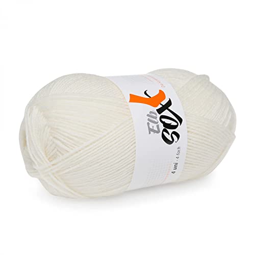 ElbSox 4 Uni - Sockenwolle 4-Fach - Schurwolle Mischung - Lauflänge ca.210m auf 50g - Nadelstärke 2-3 - Sockenwolle zum Stricken oder Häkeln geeignet - Farbe 001 - Weiß von ggh