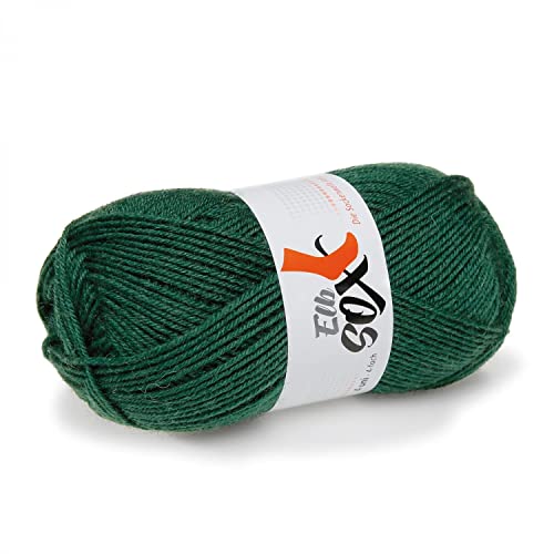ElbSox 4 Uni - Sockenwolle 4-Fach - Schurwolle Mischung - Lauflänge ca.210m auf 50g - Nadelstärke 2-3 - Sockenwolle zum Stricken oder Häkeln geeignet - Farbe 007 - Grün von ggh