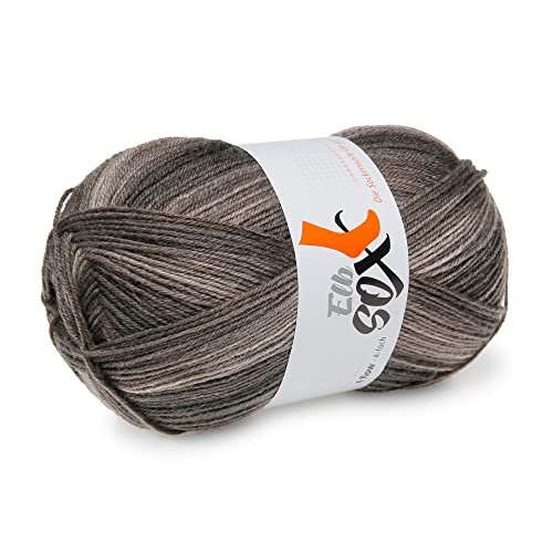 ElbSox - 4 flow - color/Sockenwolle 4fach / Schurwolle Mischung / 100g Wolle als Knäuel/Lauflänge ca.420m / Nadelstärke 2-3 / Farbe 002 - Braun Dégradé von ggh