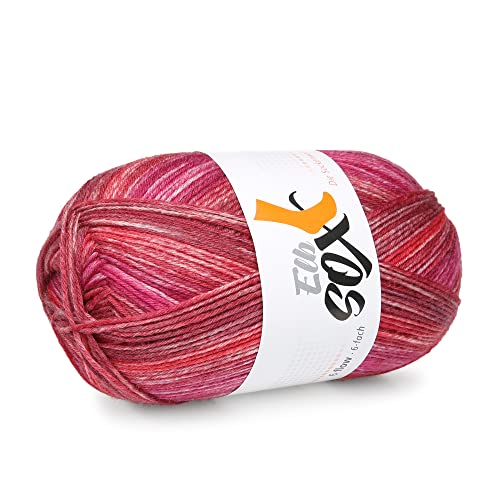 ElbSox - 6 flow - color / 6fach Sockenwolle - Schurwolle Mischung - 150g Sockenwolle - Lauflänge ca.375m - Nadelstärke 3-4 - Farbe 005 - Rot Dégradé von ggh