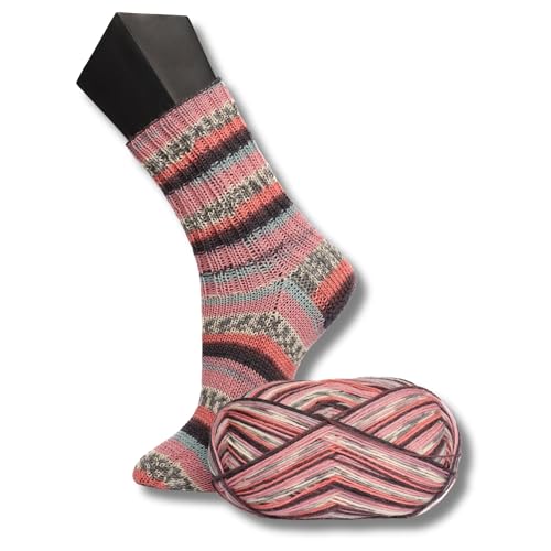 ElbSox Elphi - 4fach Sockenwolle - 100g Wolle als Knäuel mit einer Lauflänge von ca.420m - reicht für ein paar Socken bis Größe 46 - Farbe 004 - Kiek mol von ggh