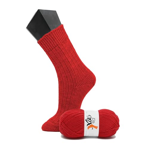 ElbSox Pier 4-4fach Sockenwolle - 100g Wolle als Knäuel mit einer Lauflänge von ca.420m - reicht für ein paar Socken bis Größe 46 - Farbe 005 - Leuchtturmrot ElbSox Pier 4-4fach Sockenwolle - 100g Wolle als Knäuel mit einer Lauflänge von ca.420m - reicht für ein paar Socken bis Größe 46 - Farbe 005 - Leuchtturmrot von ggh