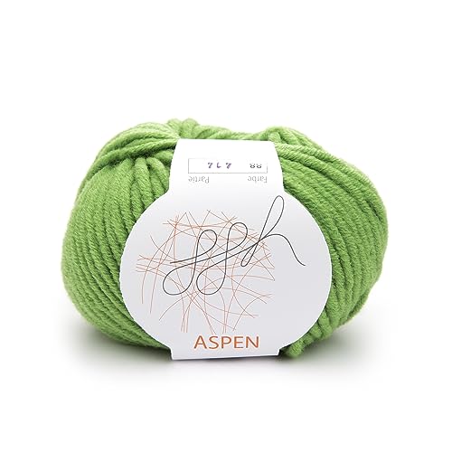 ggh Aspen - Merino Wolle Mischung - leichte und voluminöse Wolle zum Stricken oder Häkeln - Farbe 088 - Grasgrün von ggh