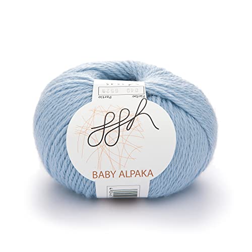 ggh Baby Alpaka Farbe - 100% Schurwolle (Baby Alpaka Wolle) - Alpakawolle zum Stricken oder Häkeln | Farbe 040 - Hellblau von ggh