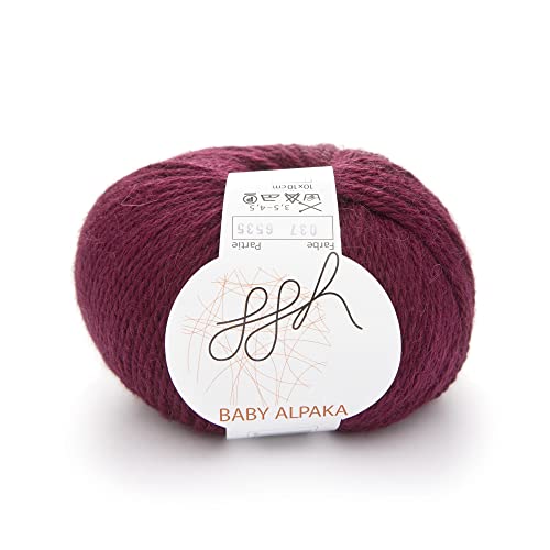 ggh Baby Alpaka Farbe - 100% Schurwolle (Baby Alpaka Wolle) - Alpakawolle zum Stricken oder Häkeln | Farbe 037 - Granatrot von ggh