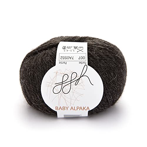 ggh Baby Alpaka natur - 100% Baby Alpaka Wolle ungefärbt - 50g Wolle zum Stricken oder Häkeln geeignet - Farbe 005 - Kakaobraun von ggh