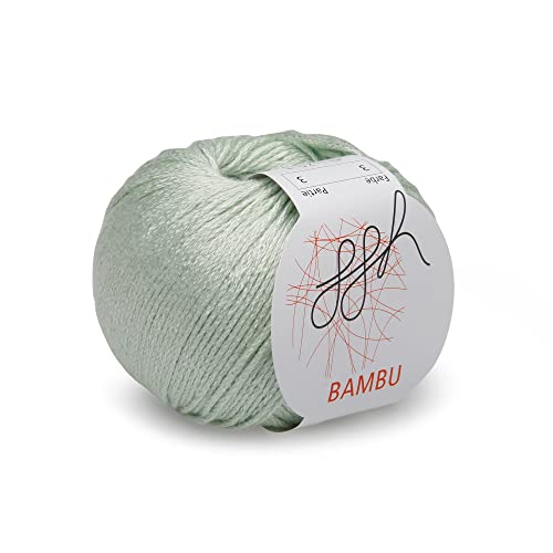 ggh Bambu - weiche Viskose Wolle aus Bambus - 50g Wolle zum Stricken oder Häkeln - Farbe 003 - Celadongrün von ggh