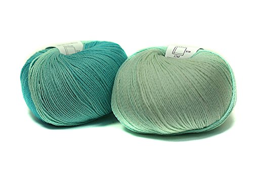 ggh Calypso | 100% Baumwolle | 50g Wolle zum Stricken oder Häkeln mit langem Farbverlauf | Farbe 006 - Gletscher-Türkis von ggh