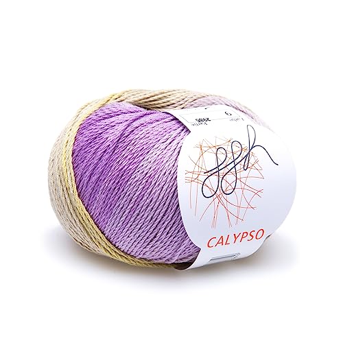 ggh Calypso / 100% Baumwolle / 50g Wolle zum Stricken oder Häkeln mit langem Farbverlauf/Farbe 009 - Ocker - Lila von ggh