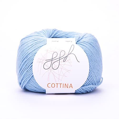 ggh Cottina - 100% Baumwolle - Lauflänge 140m auf 50g - Wolle zum Stricken oder Häkeln Farbe 036 - Eisblau von ggh