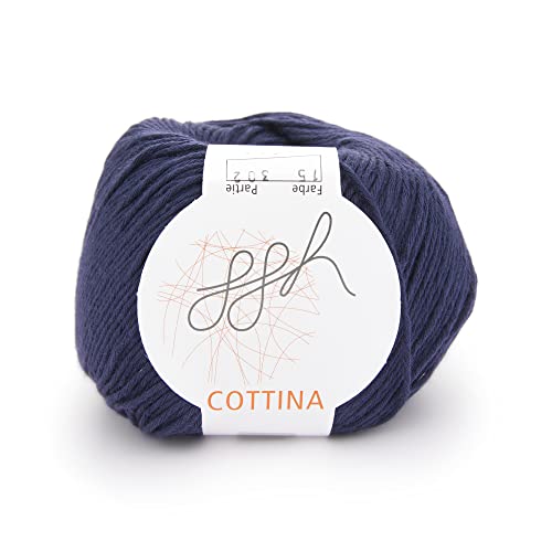 ggh Cottina - 100% Baumwolle - Lauflänge 140m auf 50g - Wolle zum Stricken oder Häkeln Farbe 015 - Marine von ggh