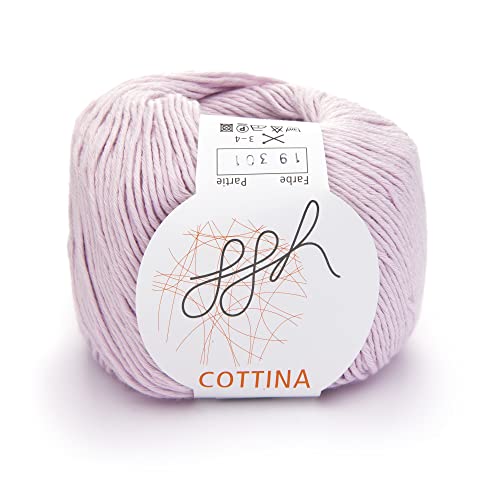 ggh Cottina - 100% Baumwolle - Lauflänge 140m auf 50g - Wolle zum Stricken oder Häkeln Farbe 019 - Heller Lavendel von ggh