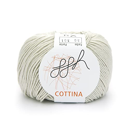 ggh Cottina - 100% Baumwolle - Lauflänge 140m auf 50g - Wolle zum Stricken oder Häkeln Farbe 030 - Heller Sandstein von ggh