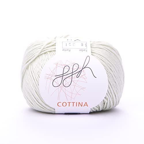 ggh Cottina - 100% Baumwolle - Lauflänge 140m auf 50g - Wolle zum Stricken oder Häkeln Farbe 038 - Blasses Lindgrün von ggh