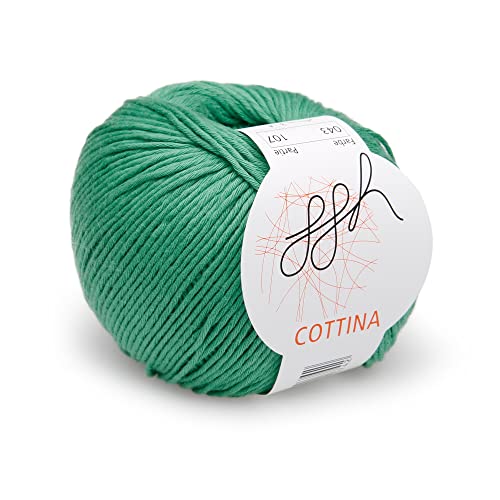 ggh Cottina - 100% Baumwolle - Lauflänge 140m auf 50g - Wolle zum Stricken oder Häkeln Farbe 043 - Grün von ggh