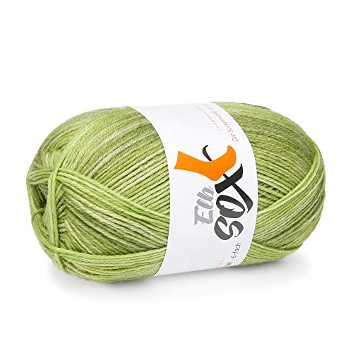 ggh ElbSox - 6 Flow - Color / 6fach Sockenwolle - Schurwolle Mischung - 150g Sockenwolle - Lauflänge ca.375m - Nadelstärke 3-4 - Farbe 003 - Grün Dégradé von ggh