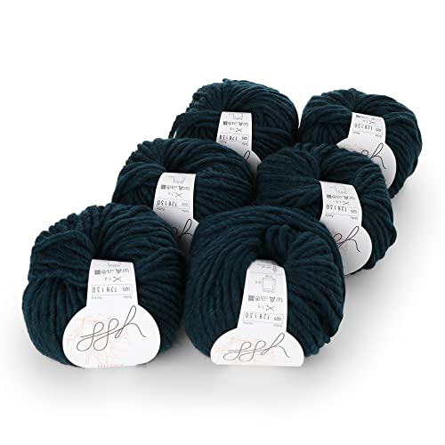 ggh Husky Box - 6 Knäuel - dicke Wolle aus Schurwolle - gegeignet zum Stricken oder Häkeln - Farbe 025 - Tiefes Blaugrün von ggh