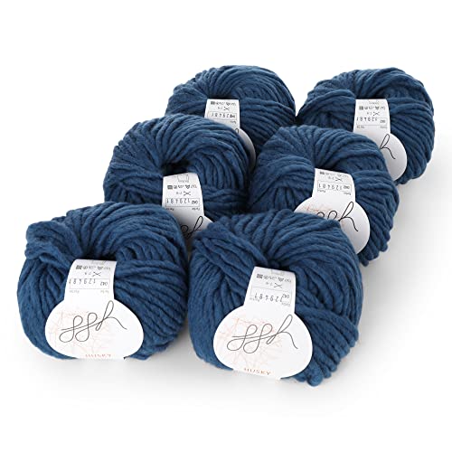 ggh Husky Box - 6 Knäuel - dicke Wolle aus Schurwolle - gegeignet zum Stricken oder Häkeln - Farbe 042 - Ozeanblau von ggh
