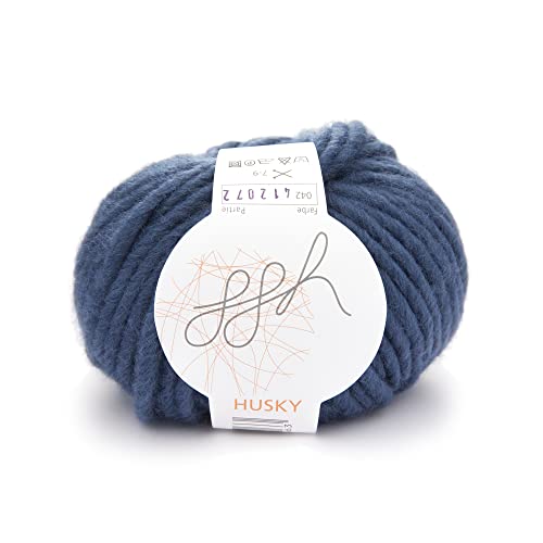 ggh Husky | Schurwolle Mischung | 50g Wolle zum Stricken oder Häkeln | Dicke Wolle | Farbe 042 - Ozeanblau von ggh