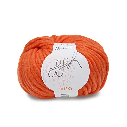 ggh Husky | Schurwolle Mischung | 50g Wolle zum Stricken oder Häkeln | Dicke Wolle | Farbe 055 - Korallorange von ggh