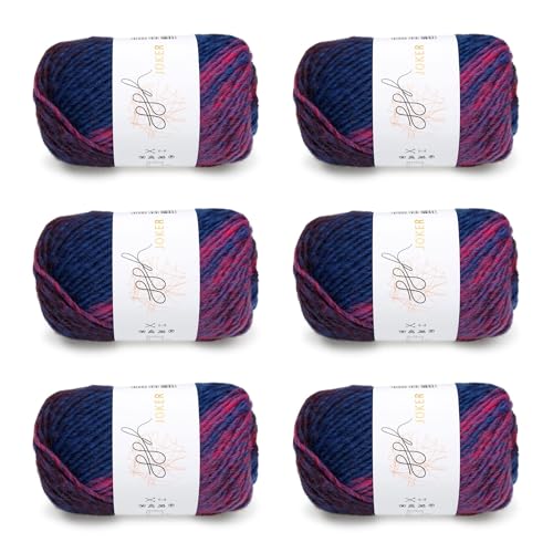 ggh Joker Box - 6 Knäuel - Schurwolle Mischung mit Farbverlauf - Wolle zum Stricken oder Häkeln Farbe 029 - Magenta-Blau meliert ggh Joker Box - 6 Knäuel - Schurwolle Mischung mit Farbverlauf - Wolle zum Stricken oder Häkeln Farbe 029 - Magenta-Blau meliert von ggh
