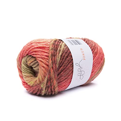 ggh Joker - Schurwolle Mischung - 50g Wolle zum Stricken oder Häkeln - Dicke Wolle mit Farbverlauf - Farbe 025 - Koralle-Orange-Rost meliert ggh Joker - Schurwolle Mischung - 50g Wolle zum Stricken oder Häkeln - Dicke Wolle mit Farbverlauf - Farbe 025 - Koralle-Orange-Rost meliert von ggh